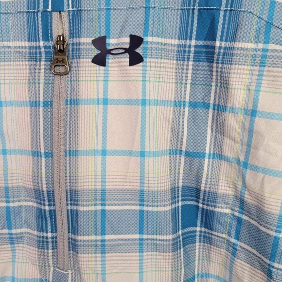 Under Armour UA Shirt SS Golf Hike Heat Gear Button Up Plaid Men’s Blue Size XL - Picture 4 of 14
